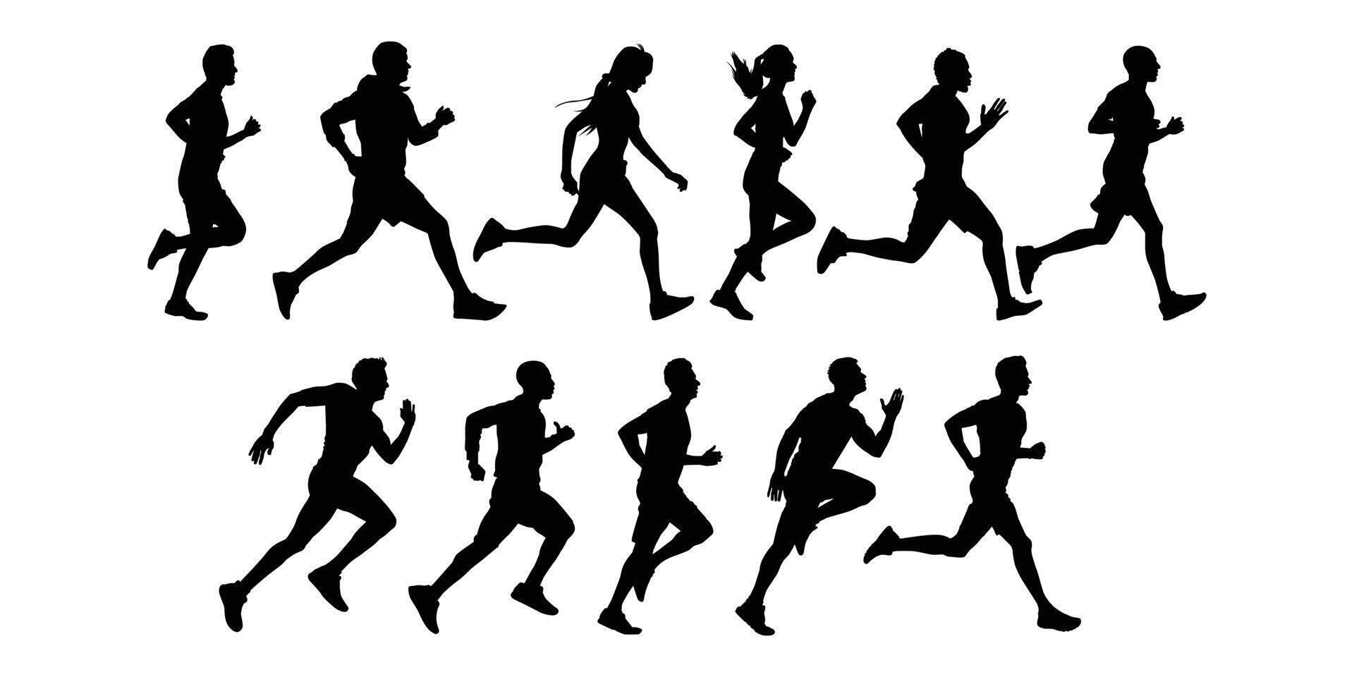 Runner silhouette right direction illustration. Isolated on white background. vector