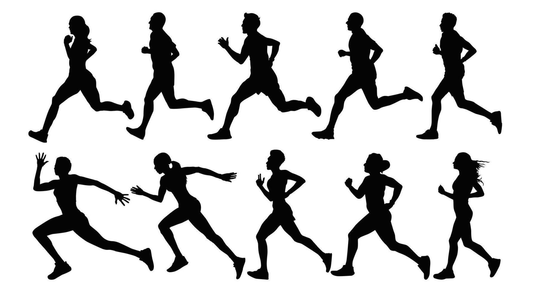 Runner silhouette illustration isolated black object on white background for background design. vector