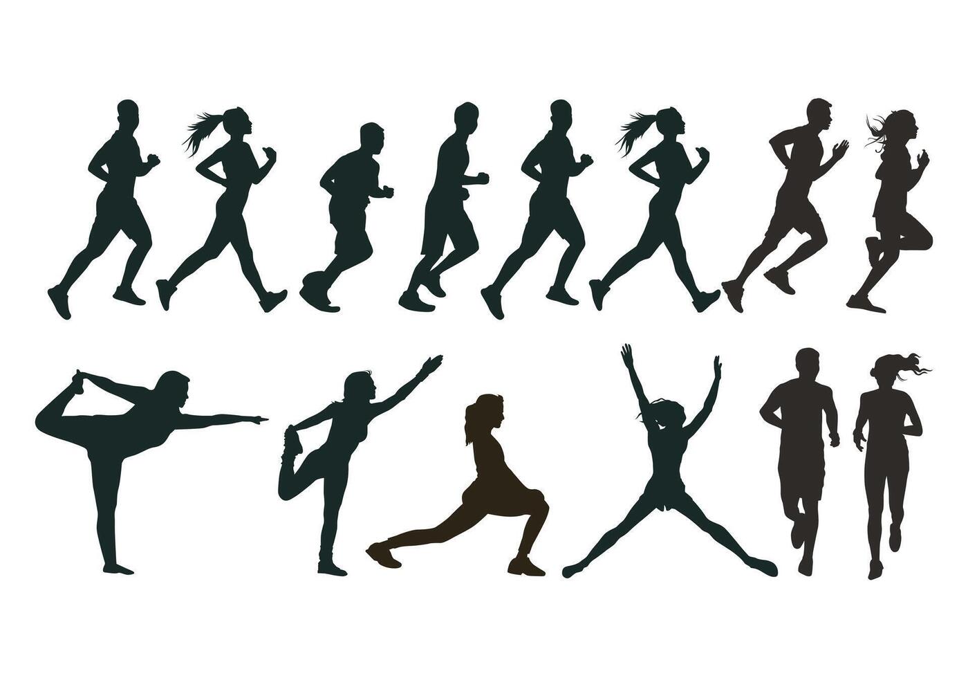 Runner silhouette illustration isolated black object on white background for background design. vector