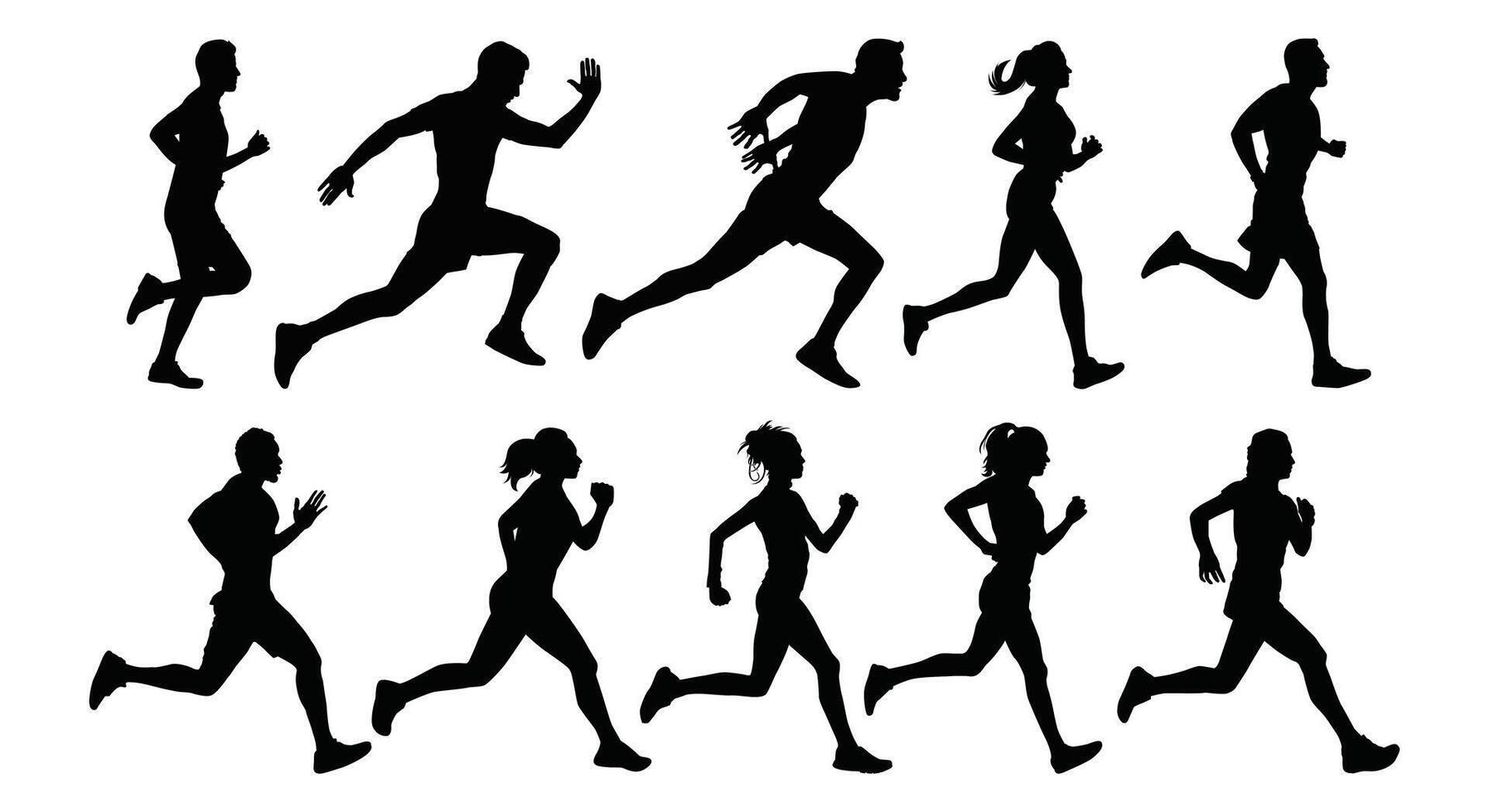 Runner silhouette illustration isolated black object on white background for background design. vector