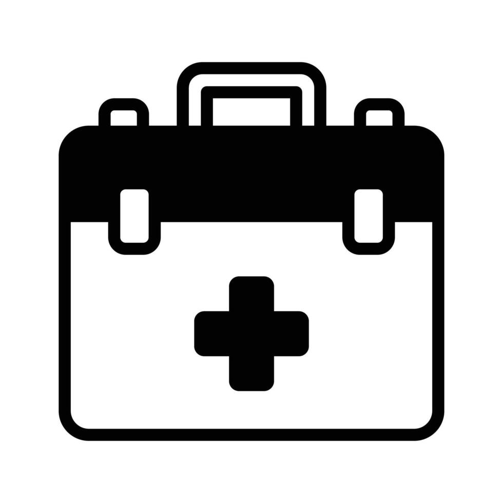 An icon of a first aid kit, featuring clean lines and essential elements for medical assistance. vector