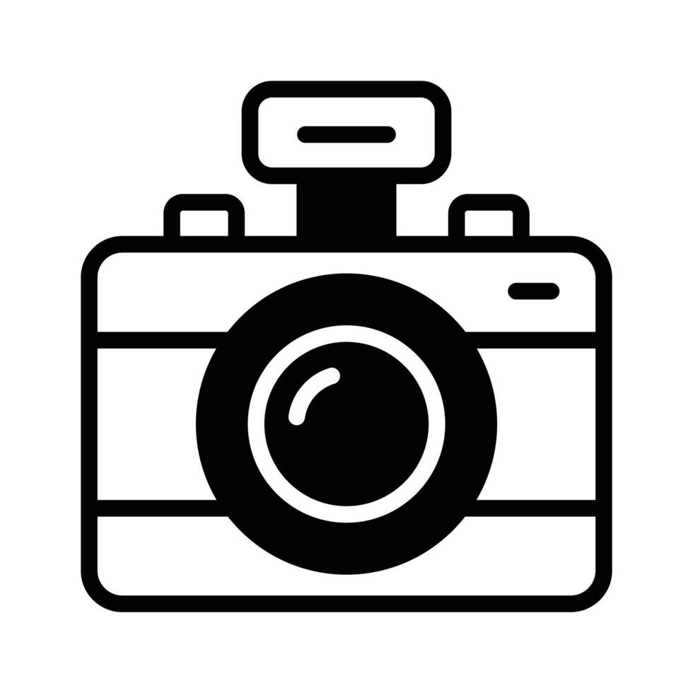 Trendy icon of digital camera, used for capturing moments and making memories vector