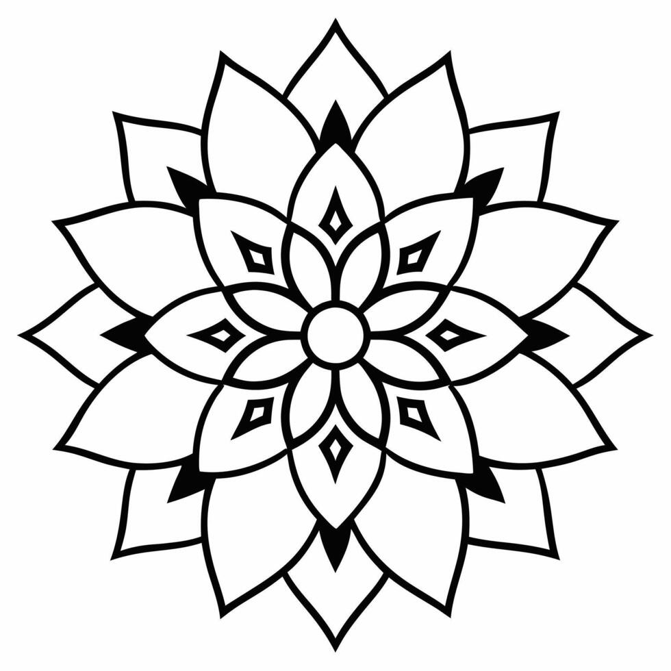 beautiful mandala design for coloring book, tattoo design, wall art vector