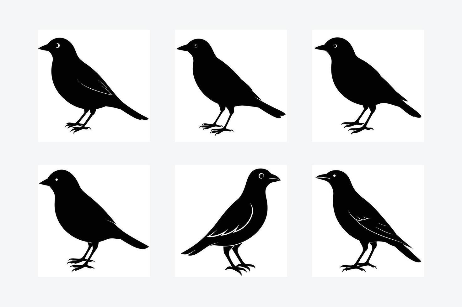 set of silhouettes of birds vector