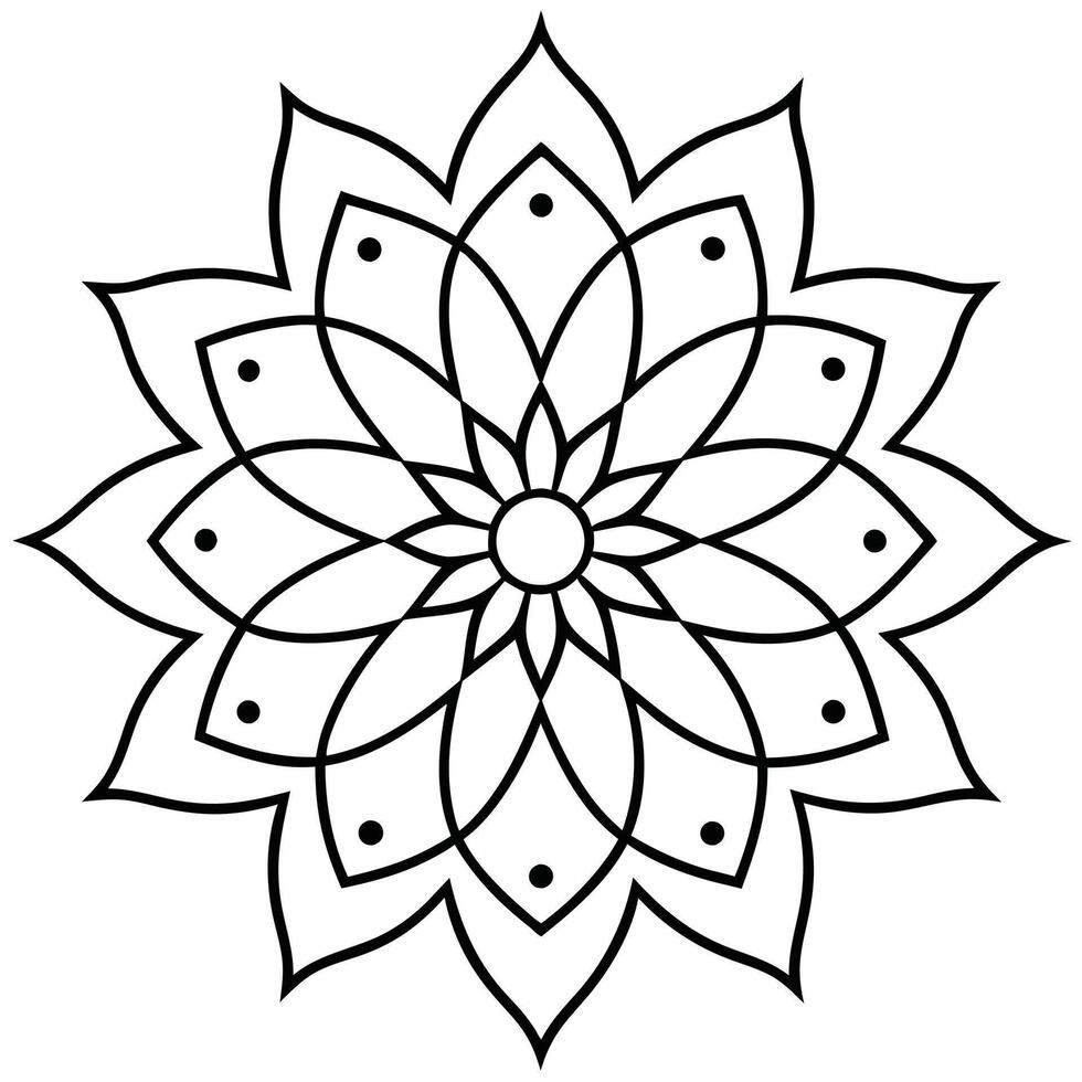 beautiful mandala design for coloring book, tattoo design, wall art vector