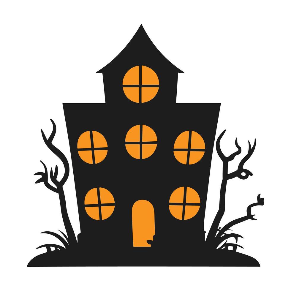 A haunted house silhouette for Halloween vector