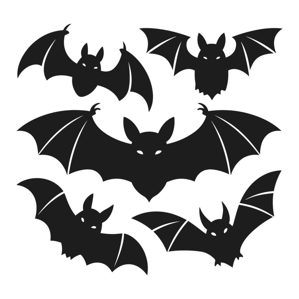 A set of Halloween bat silhouette vector