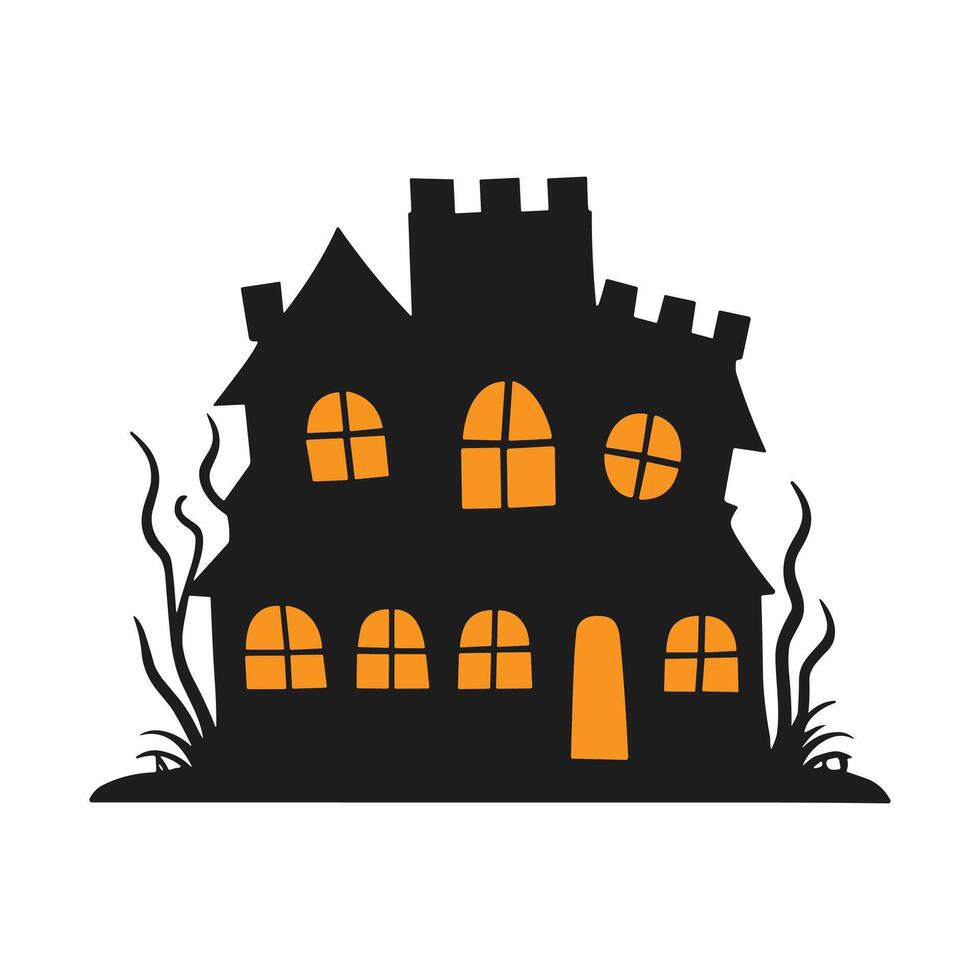 A haunted house silhouette for Halloween vector