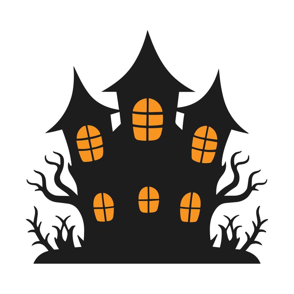 A haunted house silhouette for Halloween vector