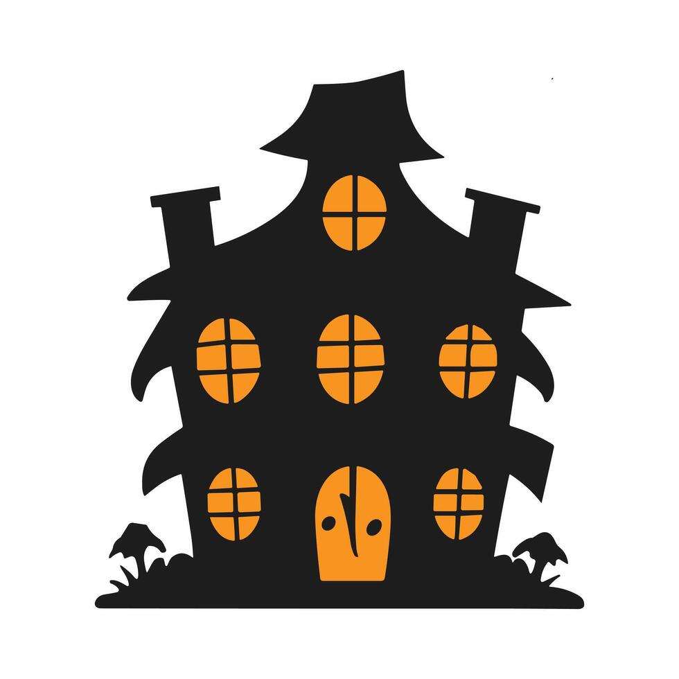 A haunted house silhouette for Halloween vector