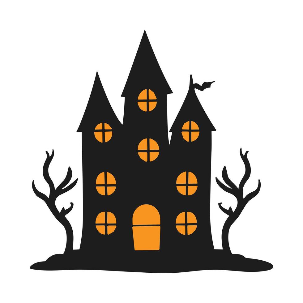 A haunted house silhouette for Halloween vector