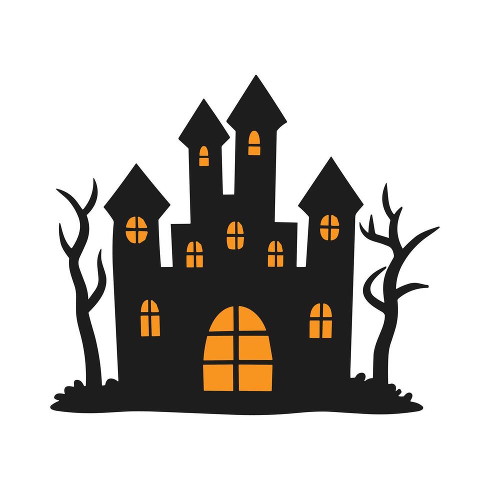 A haunted house silhouette for Halloween vector
