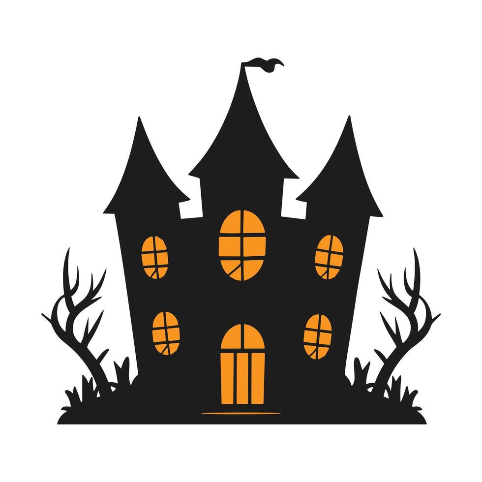 A haunted house silhouette for Halloween vector