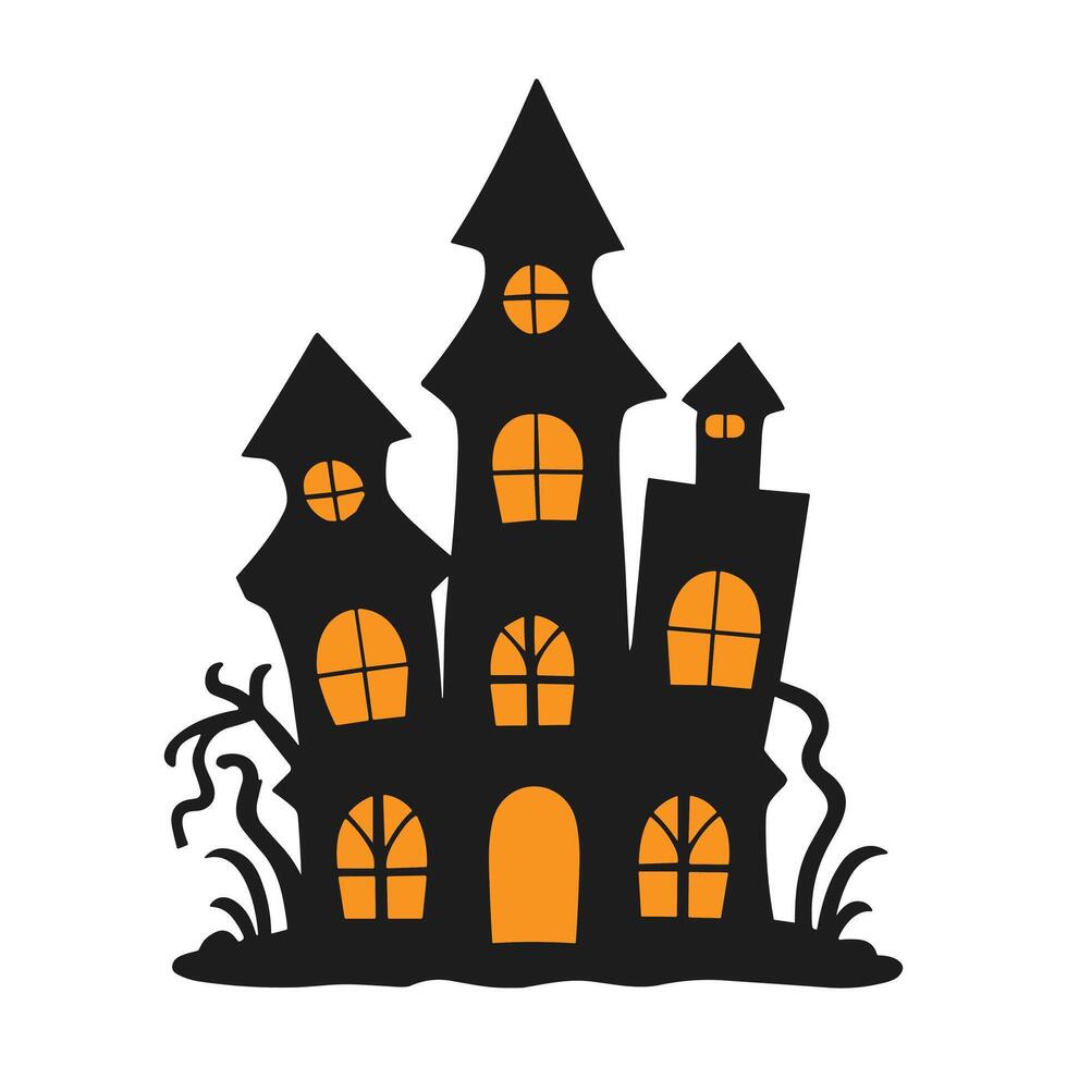 A haunted house silhouette for Halloween vector