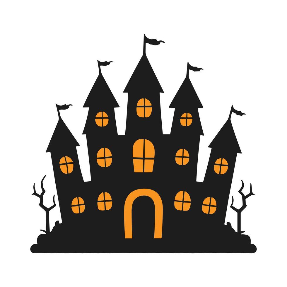 A haunted house silhouette for Halloween vector