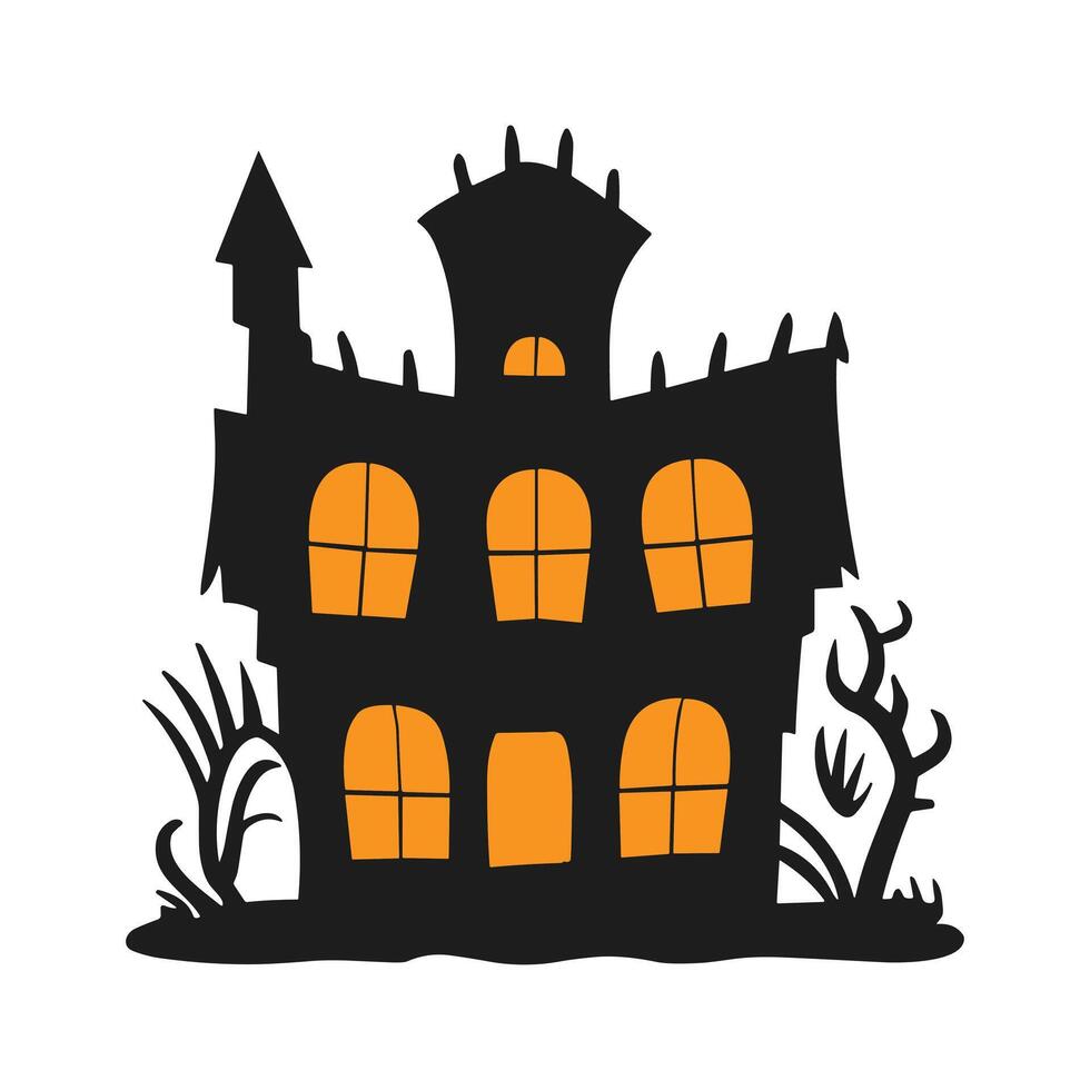 A haunted house silhouette for Halloween vector