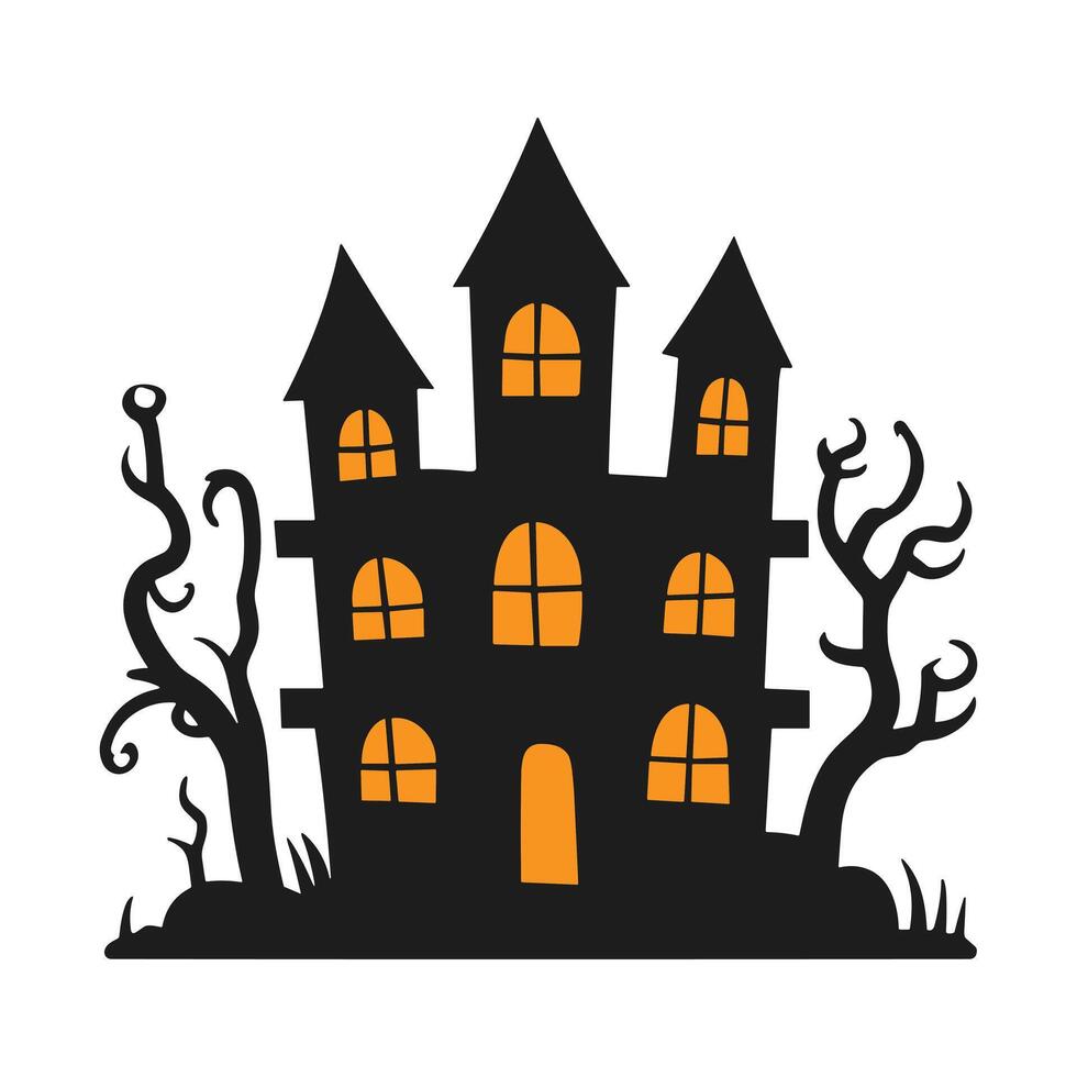 A haunted house silhouette for Halloween vector