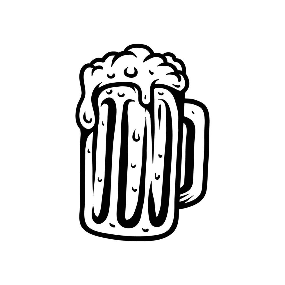 beer mug drawing coloring line art style sketch classic vintage design illustration vector