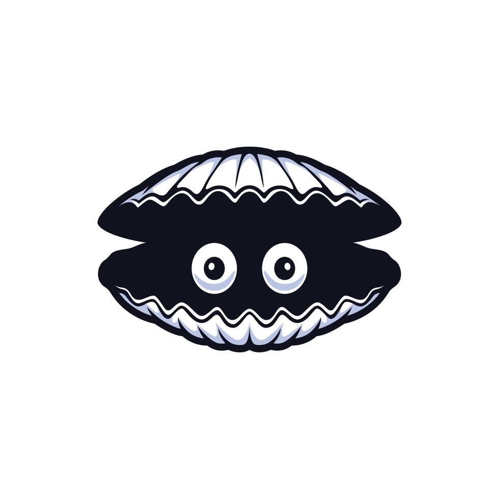 fun character of clam line art style sketch classic vintage design illustration vector