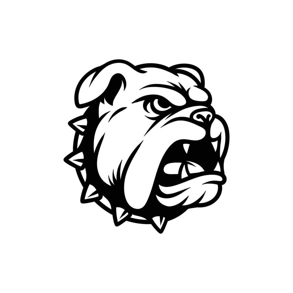 angry dog bulldog line art style sketch classic vintage design illustration vector