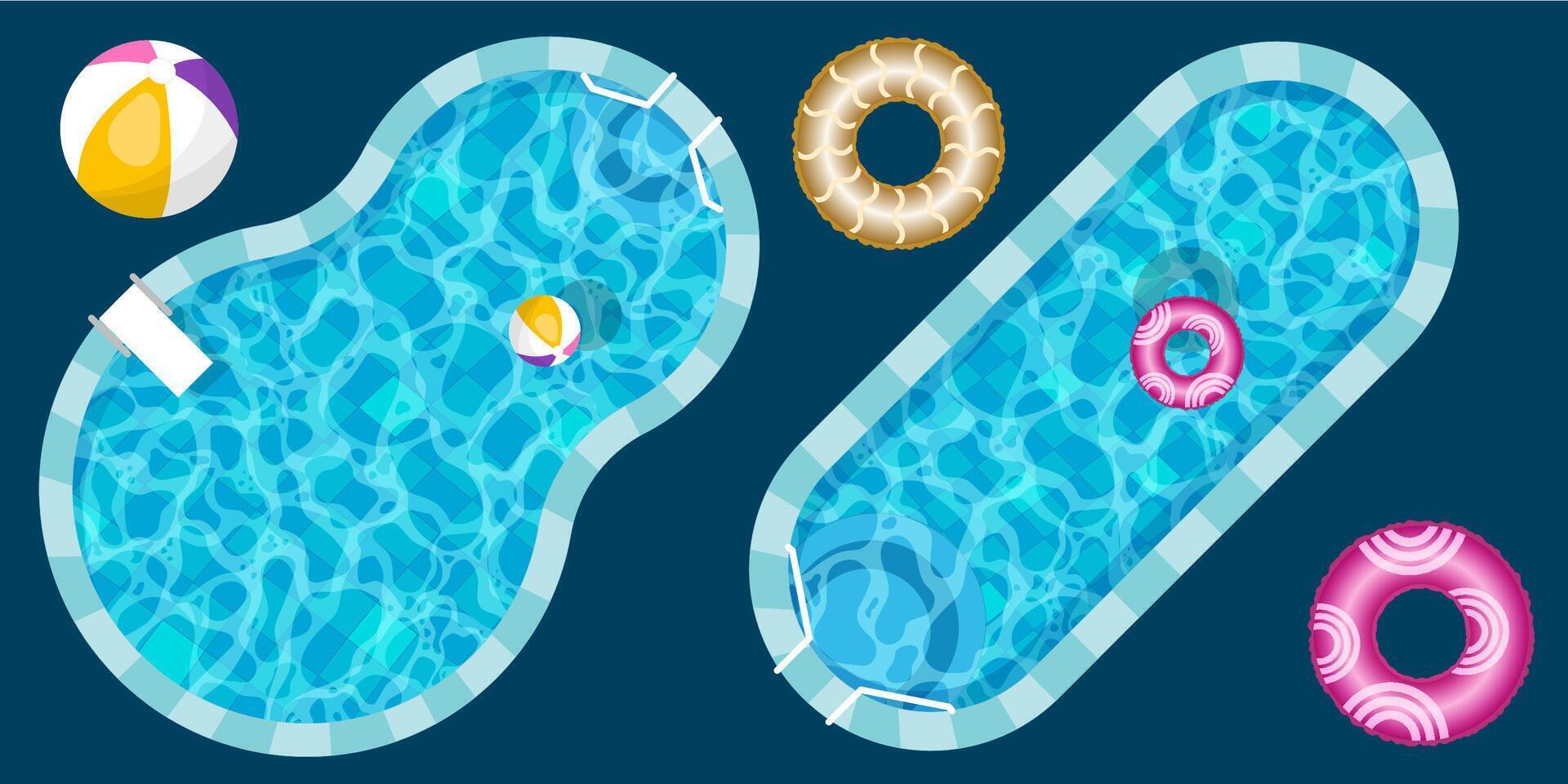 Realistic swimming pool bottom with blue water waves texture. Summer aqua surface with caustics ripples. Spa pool top view background. Illustration of surface ripple water vector