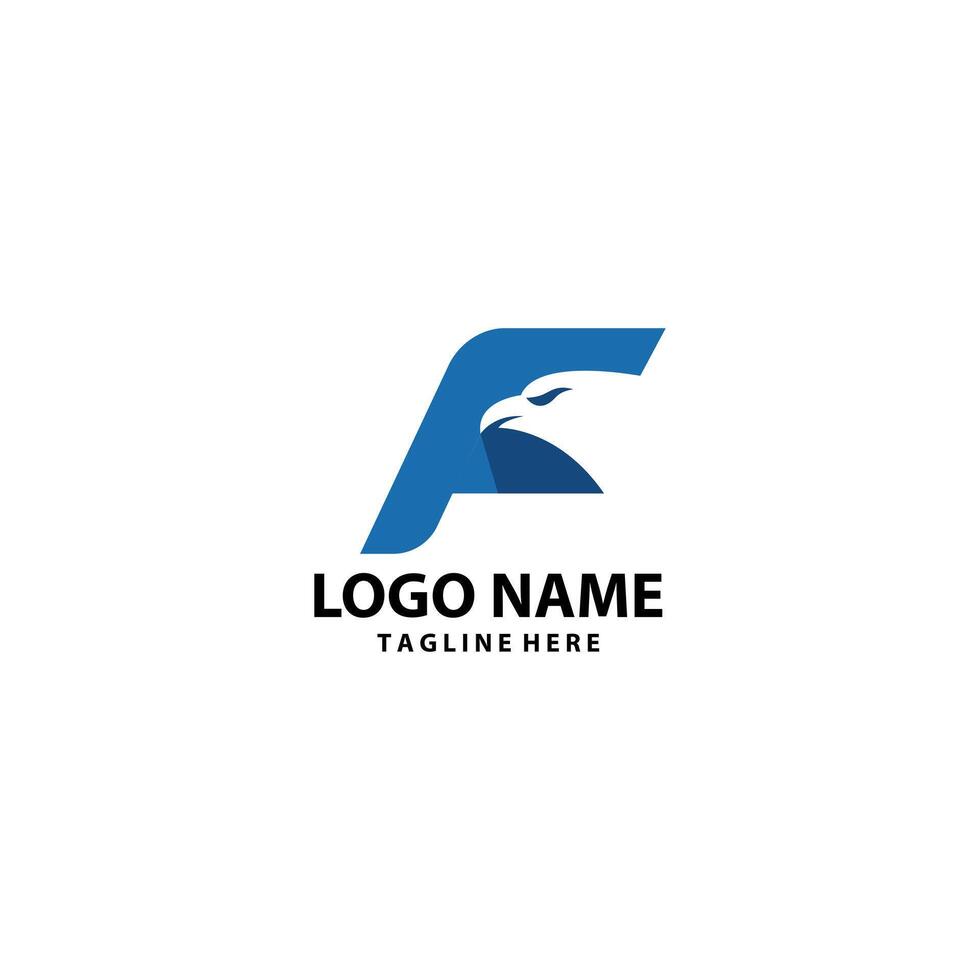 initial F falcon logo design vector