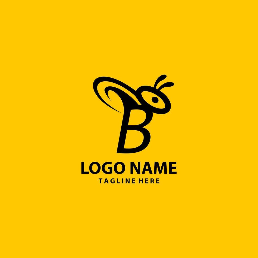 initial B bee logo design vector