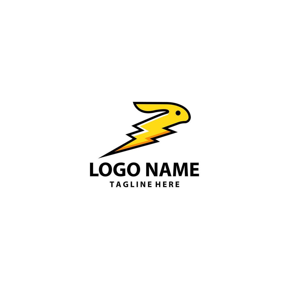 lightning bunny logo design vector