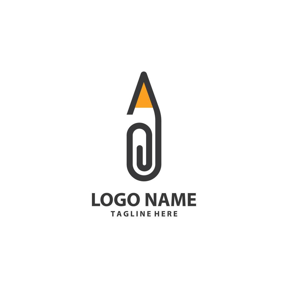 pencil clip line logo design vector