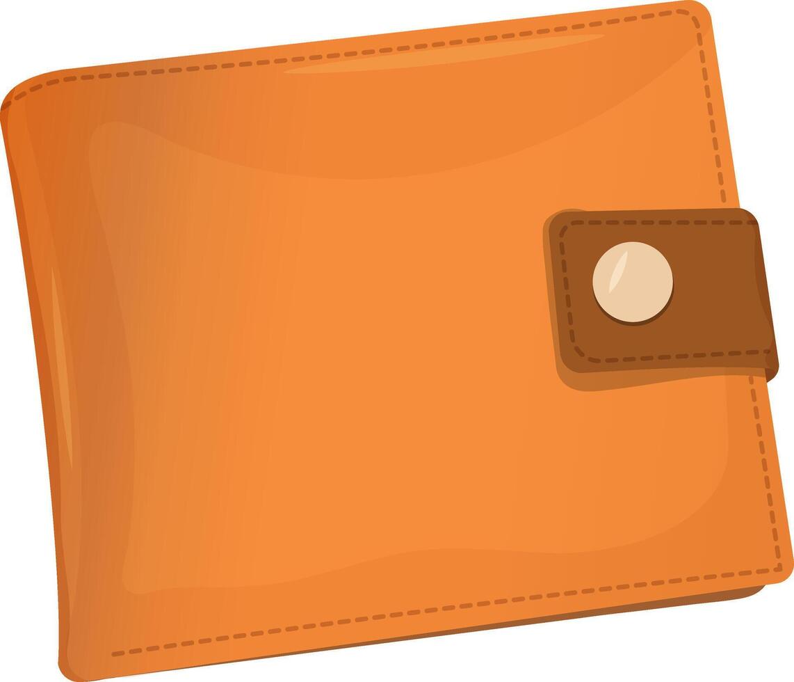 a brown Leather Wallet Isolated on White in flat style illustration vector