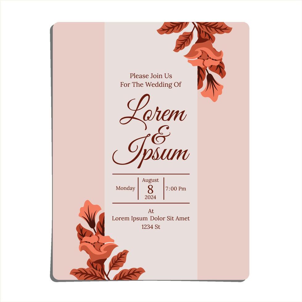 SIMPLE AND MINIMALIST BOTANICAL WEDDING INVITATION DESIGN vector
