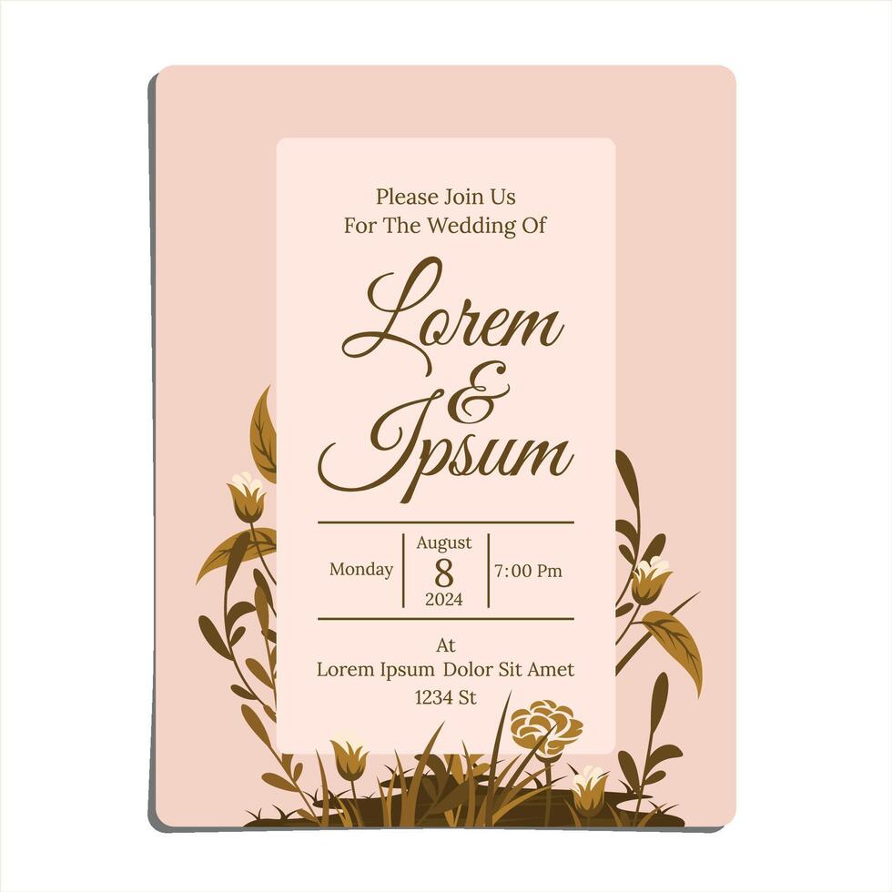 WEDDING INVITATION DESIGN WITH EARTHY TONE COLOR vector