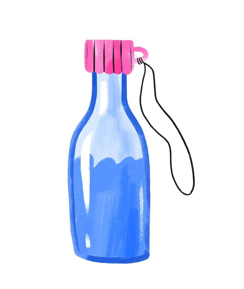 Set of water bottles. Blue water container. Hand drawn cartoon i vector