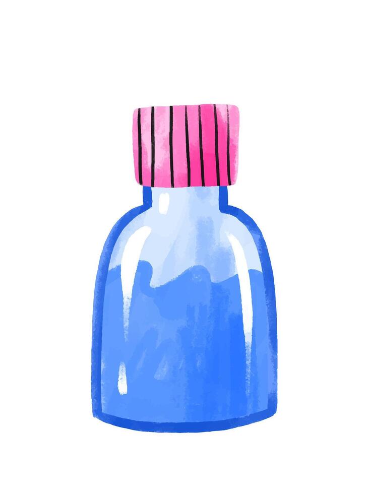 Set of water bottles. Blue water container. Hand drawn cartoon i vector