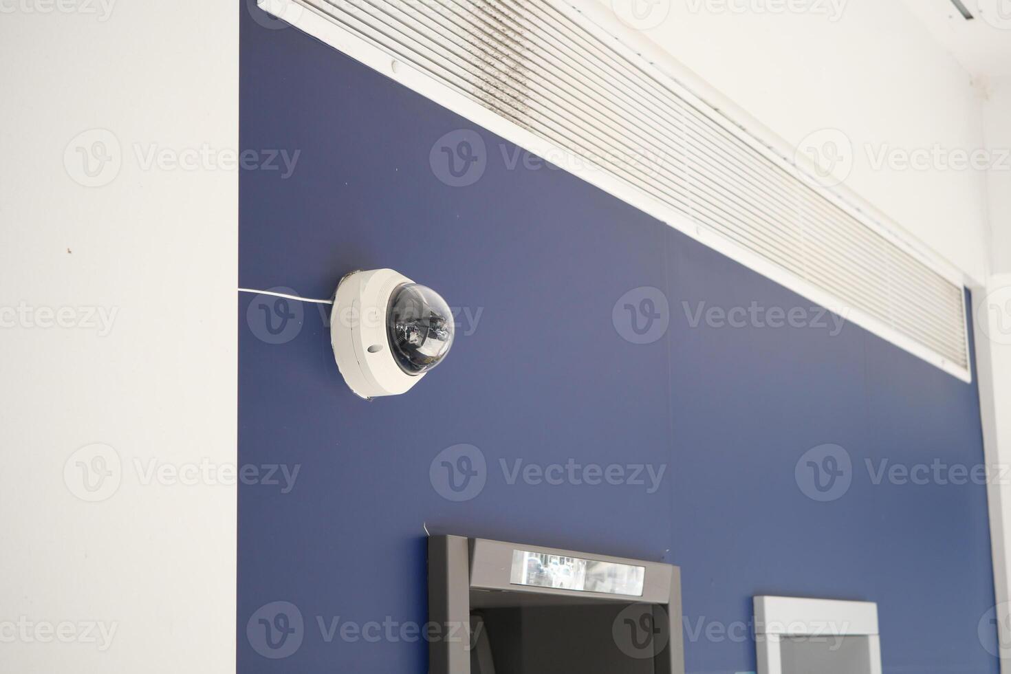 CCTV security camera operating on atm booth photo