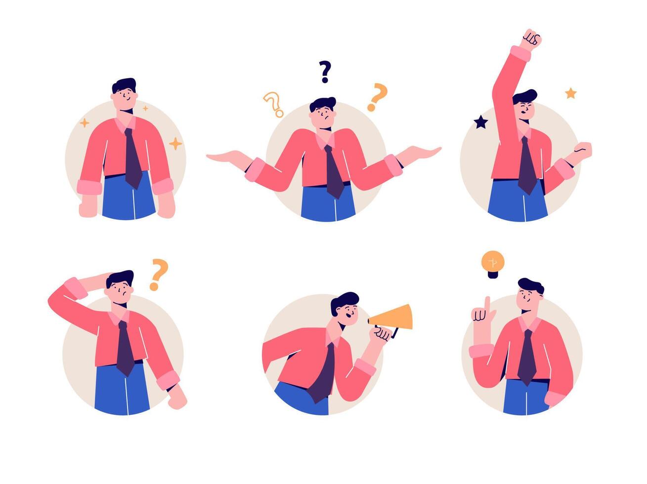 worker expressiworker expression set flat hand drawn illustration vector