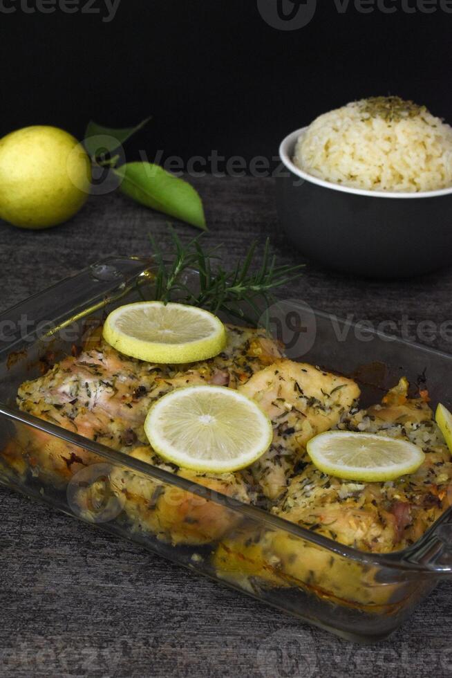 Baked Chicken with Lemon Sliced photo