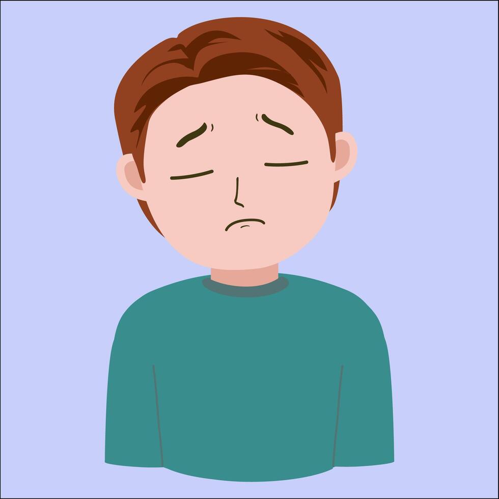 Illustration graphic of young man limp and sad stressed, good for showing sick symptoms, isolated on blue background vector