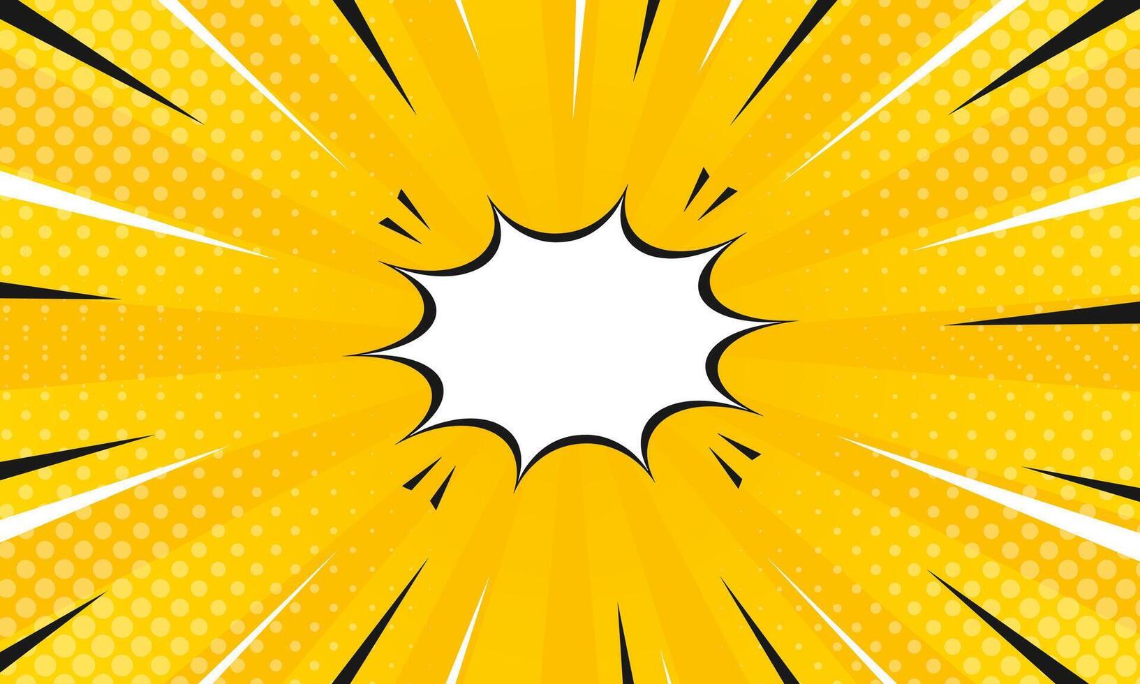 Bright orange-yellow comic sunburst effect background with halftone. pop art comic-style background. Suitable for templates, sale banners, events, ads, web and pages vector