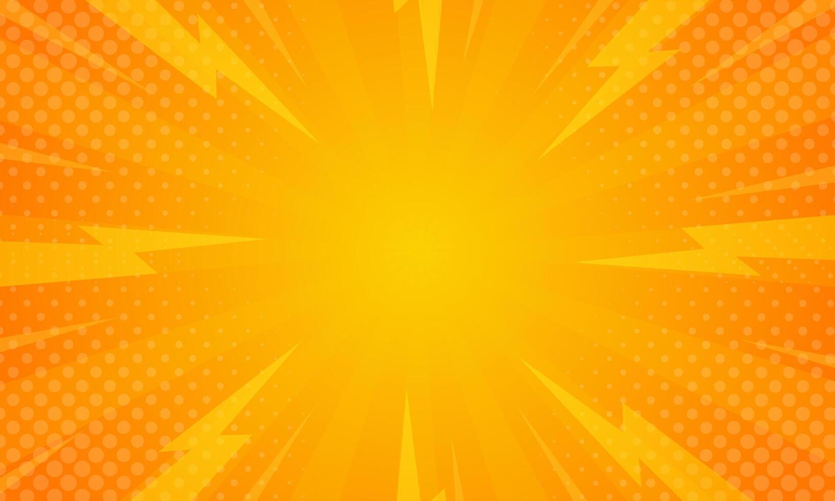 Bright orange-yellow gradient abstract background. Orange comic sunburst effect background with halftone. Suitable for templates, sales banners, events, ads, web, and pages vector