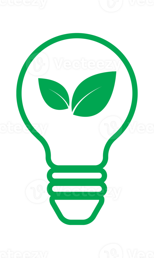 led bulb and green leaf flat icon png