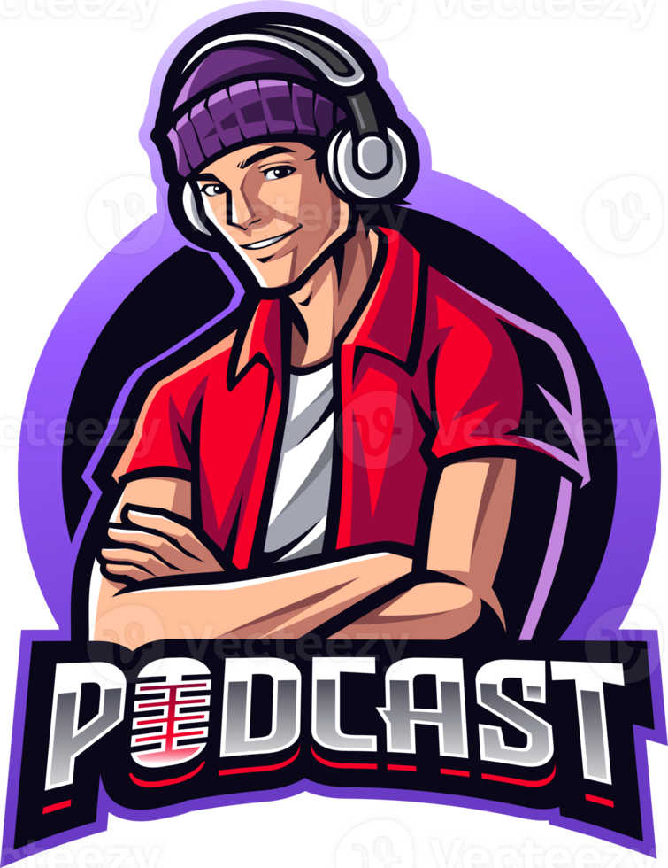 Podcast man mascot png
