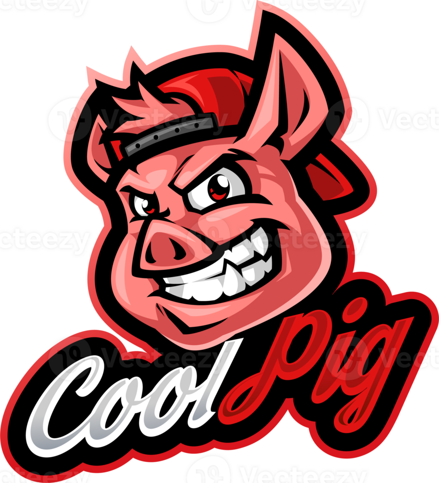 Cool pig head mascot png