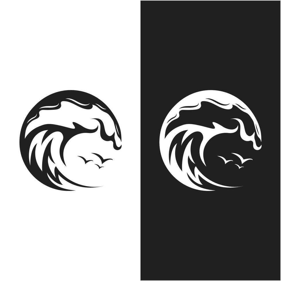 Ocean Waves Logo Design, Beach Icon Illustration. logo suitable for nature, adventure and surfing vector