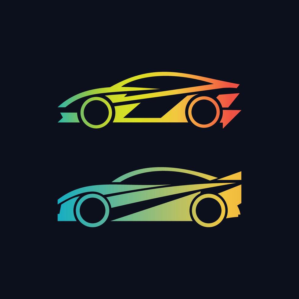 Modern, symbolizing , speed futuristic garage car logo design for super fast car company vector