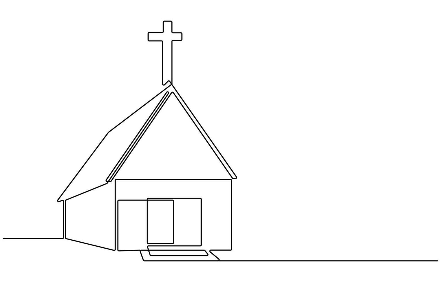 Continuous one simple single abstract line drawing of old church icon ,Church Single continuous line illustration ,continuous line of churches. one line drawing of church, vector