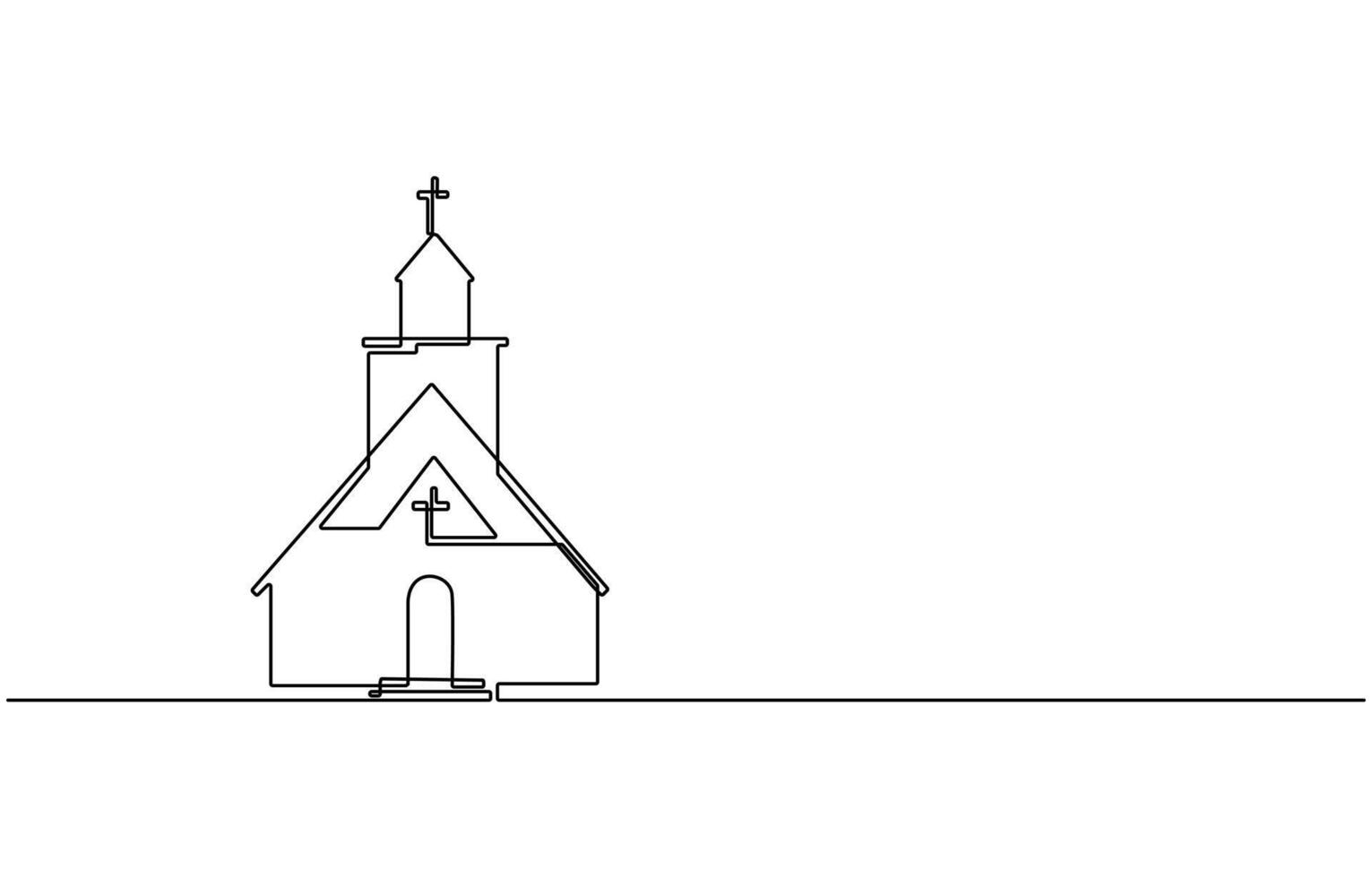 Continuous one simple single abstract line drawing of old church icon ,Church Single continuous line illustration ,continuous line of churches. one line drawing of church, vector