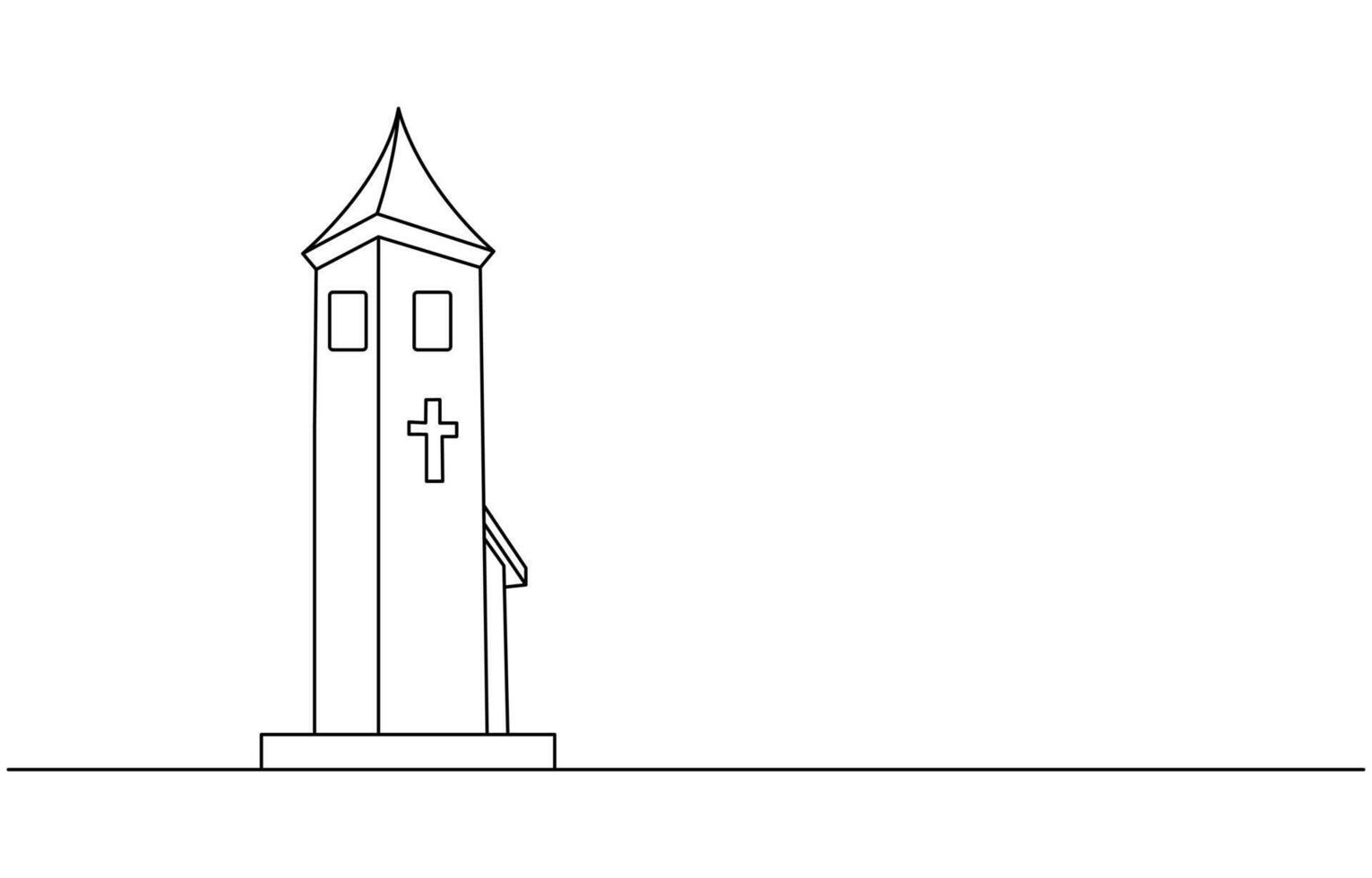 Continuous one simple single abstract line drawing of old church icon ,Church Single continuous line illustration ,continuous line of churches. one line drawing of church, vector