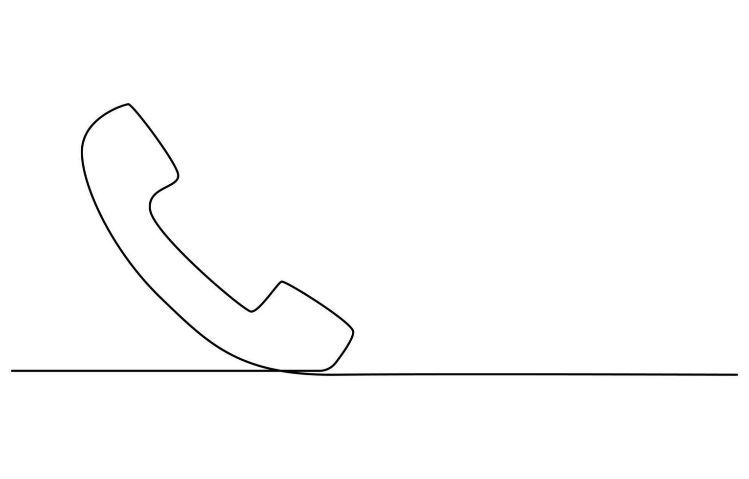 Line drawing handset cell. Single draw phone icon, line art contact us concept, telephone continuous monoline drawing vector