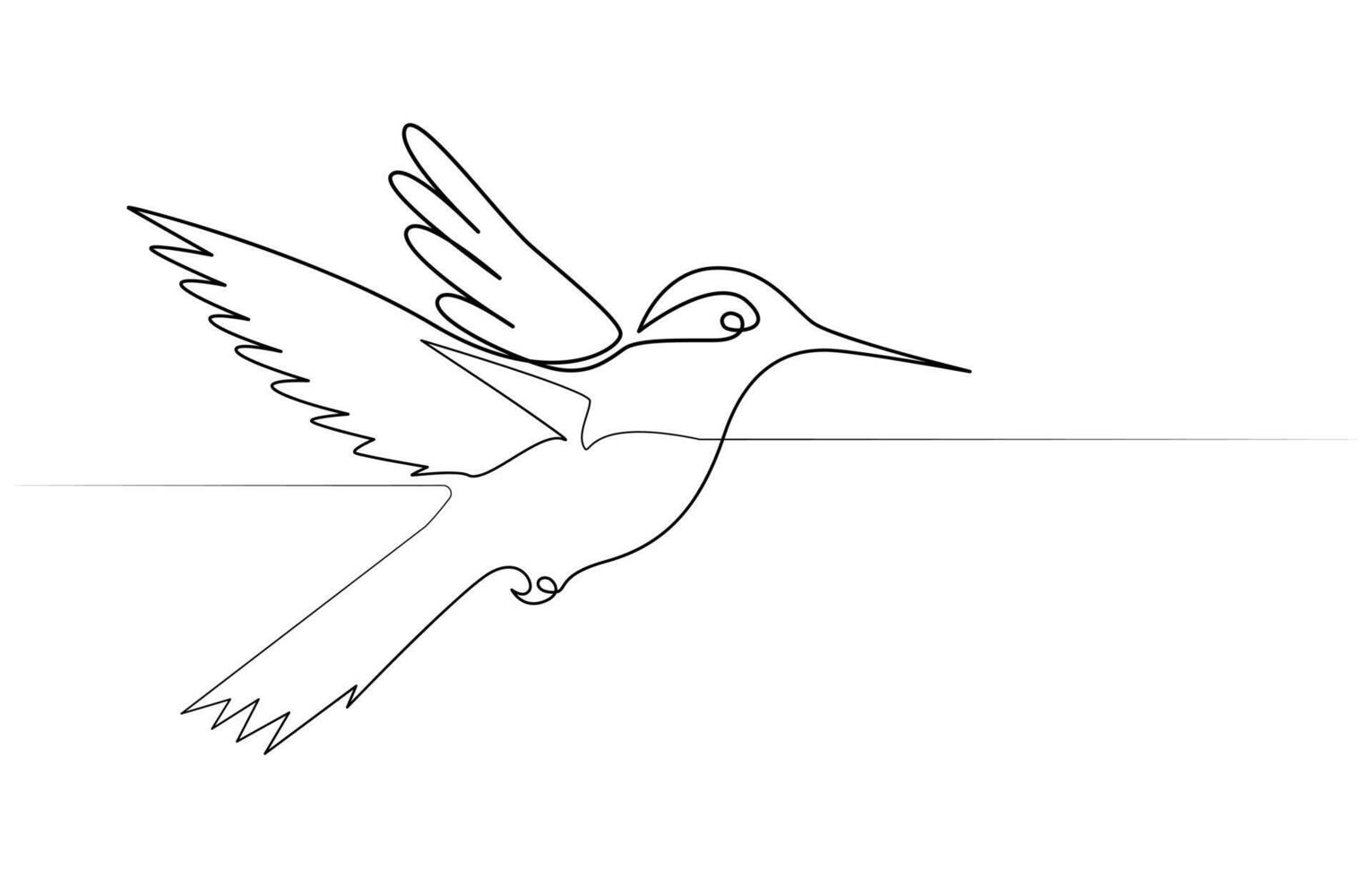 Continuous one line drawing of flying hummingbird. One line drawing illustration of colibri. Flying animal concept Single line, Hummingbird one line art design vector